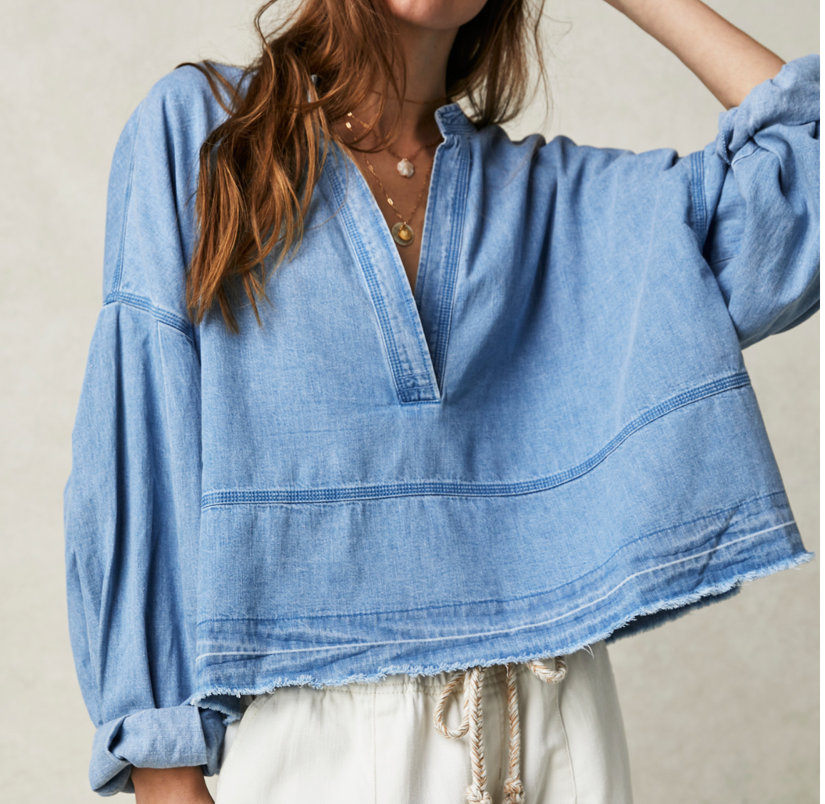 FP Collection Denim Pullover in Indigo